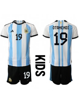 Argentina Nicolas Otamendi #19 Replika Hemmakläder Barn VM 2022 Kortärmad (+ byxor)